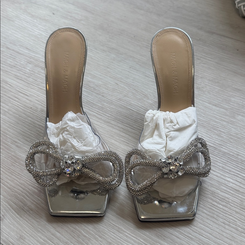 MACH & MACH Double Bow Clear Slide Sandal - Picture 5 of 7